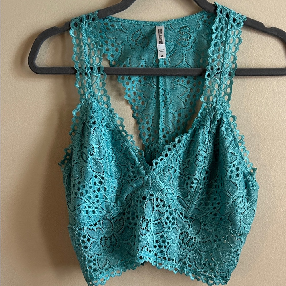 Zenana Outfitters Teal Lace Racerback Bralette
